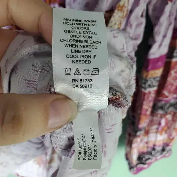 Maurices Womens Plus Size Purple Floral Long Sleeve Boho Blouse Top Size 1X - Picture 9 of 9